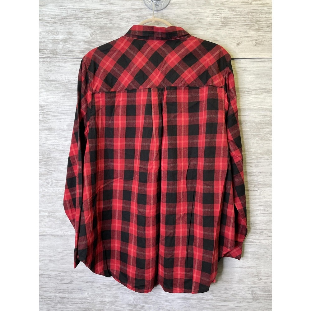 Terra‎ & Sky Shirt Womens 2X Red Black Plaid Button Front Long Sleeve Cotton NWT - Picture 10 of 10
